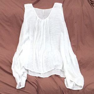 Bobeau flowy white cotton tank size 2X